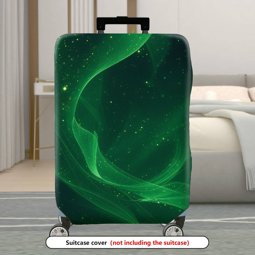 1-Piece Green Aurora Starry Night Cosmic Glow Universe  Suitcase Luggage Cover, Stretch Protective Sleeve