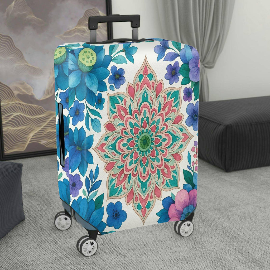 1-Piece Mandala Floral Colorful Vibrant Artistic Decorative  Suitcase Luggage Cover, Stretch Protective Sleeve