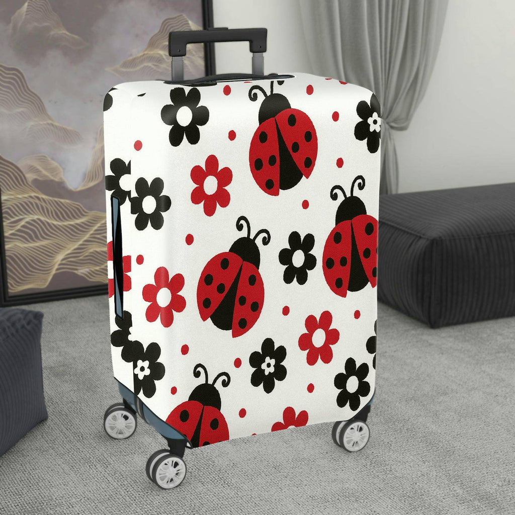 1-Piece Ladybug Floral Colorful Cute Fun Pattern  Suitcase Luggage Cover, Stretch Protective Sleeve