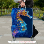 1-Piece Glowing Seahorse Ocean Starry Night Cosmic Artistic Fantasy  Suitcase Luggage Cover, Stretch Protective Sleeve