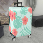 1-Piece Tropical Floral Green Leaves Coral Hibiscus Pattern  Suitcase Luggage Cover, Stretch Protective Sleeve