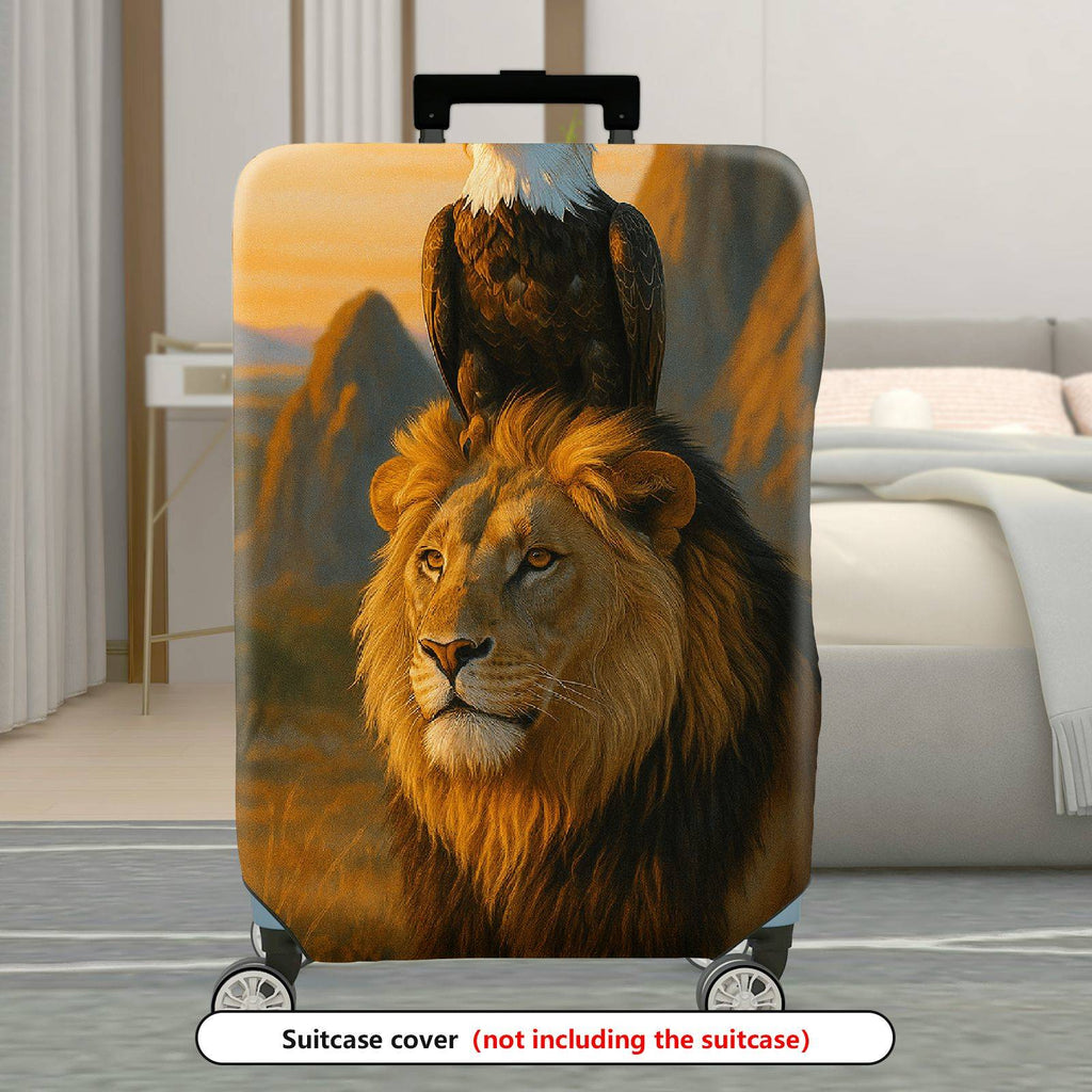 1-Piece Lion Eagle Sunset Landscape Animal Art Nature  Suitcase Luggage Cover, Stretch Protective Sleeve
