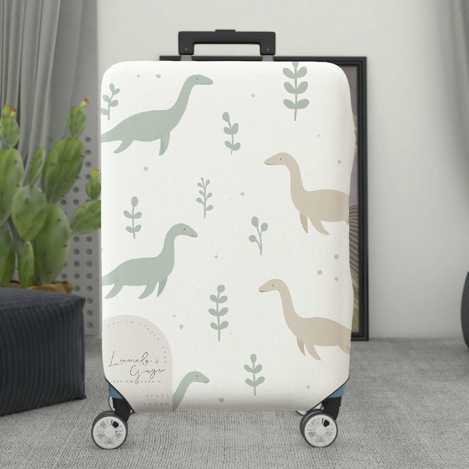 1-Piece Dinosaur Plant Nature Minimalist Cute Printed  Suitcase Luggage Cover, Stretch Protective Sleeve