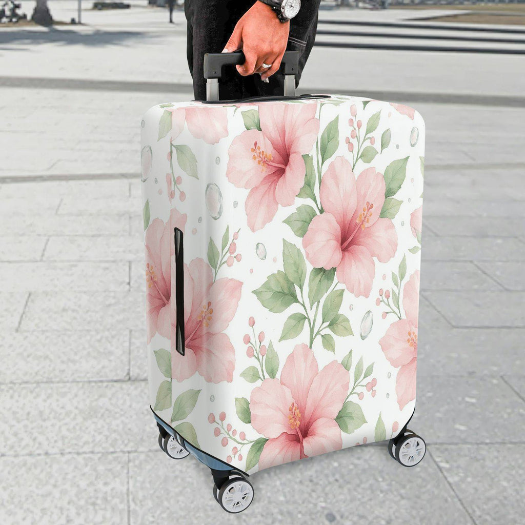 1-Piece Floral Pink Blossom Leaf Artistic Pattern Creative Nature  Suitcase Luggage Cover, Stretch Protective Sleeve
