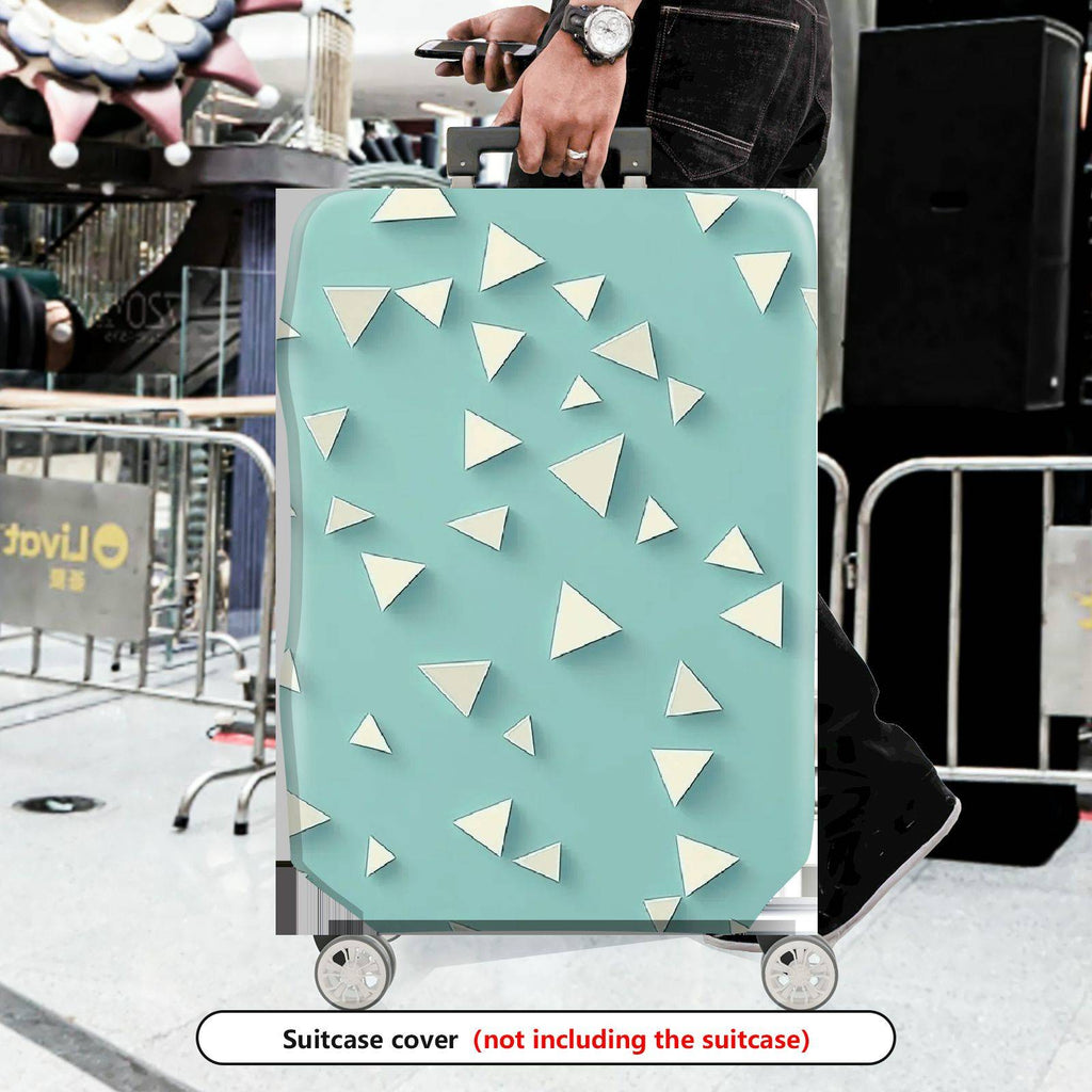 1-Piece Light Blue Geometric Triangle Pattern Travel  Suitcase Luggage Cover, Stretch Protective Sleeve