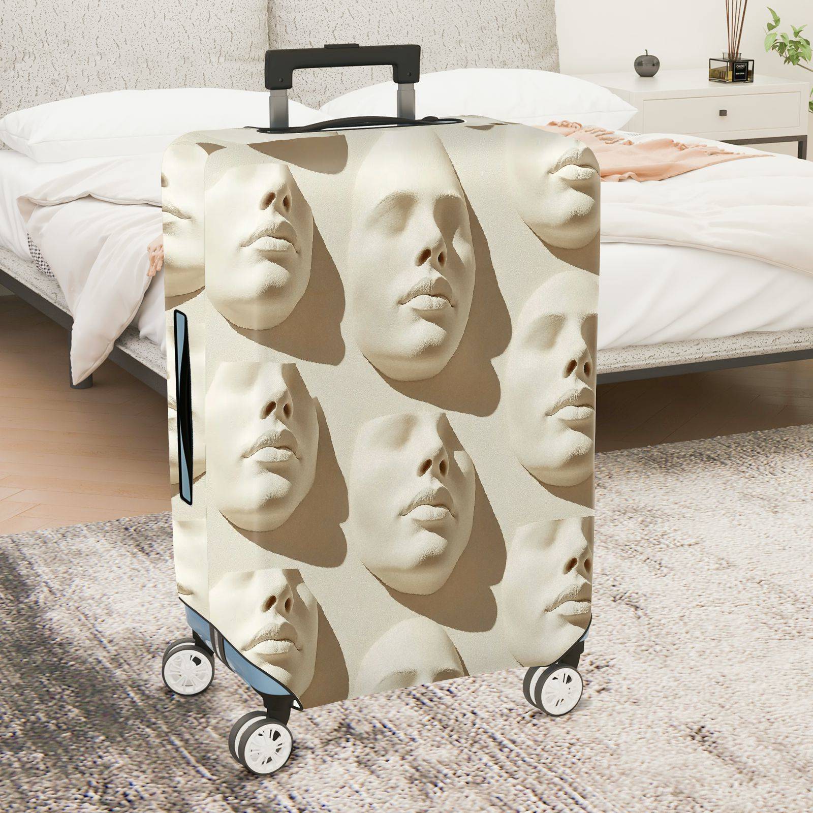 1-Piece Abstract Artistic Beige Elegant Modern Unique  Suitcase Luggage Cover, Stretch Protective Sleeve