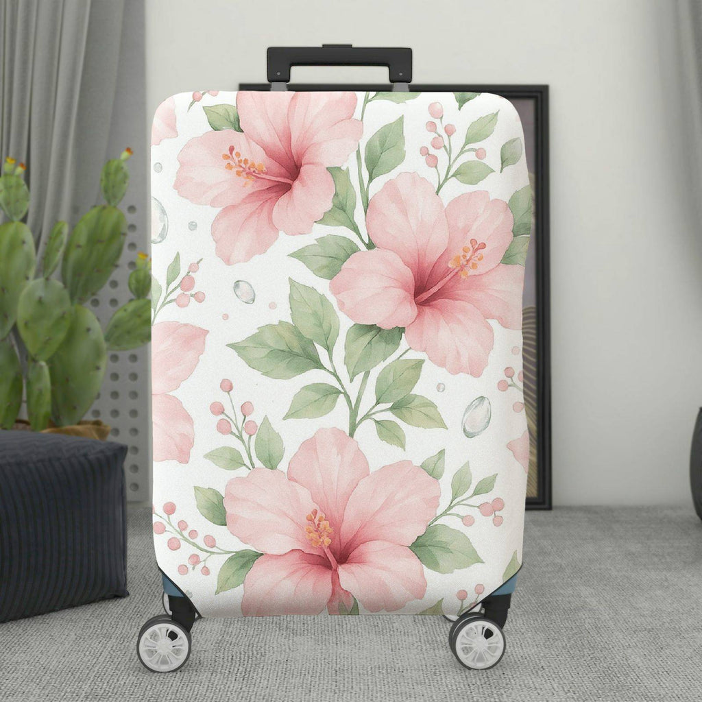 1-Piece Floral Pink Blossom Leaf Artistic Pattern Creative Nature  Suitcase Luggage Cover, Stretch Protective Sleeve