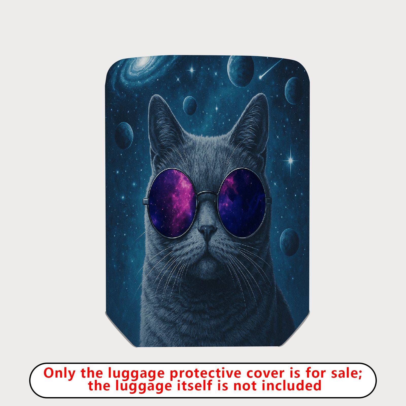 1-Piece Galaxy Cat Space Cosmic Astronaut Art  Suitcase Luggage Cover, Stretch Protective Sleeve