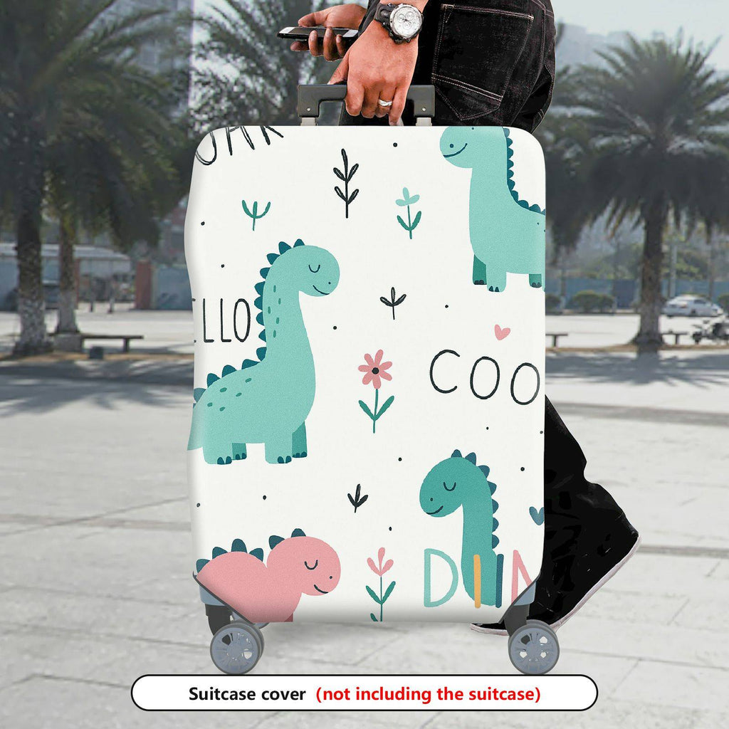 1-Piece Dinosaur  Cute Fun Playful Whimsical  Suitcase Luggage Cover, Stretch Protective Sleeve