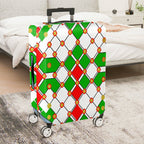 1-Piece Geometric Red Green White Gold Festive  Suitcase Luggage Cover, Stretch Protective Sleeve