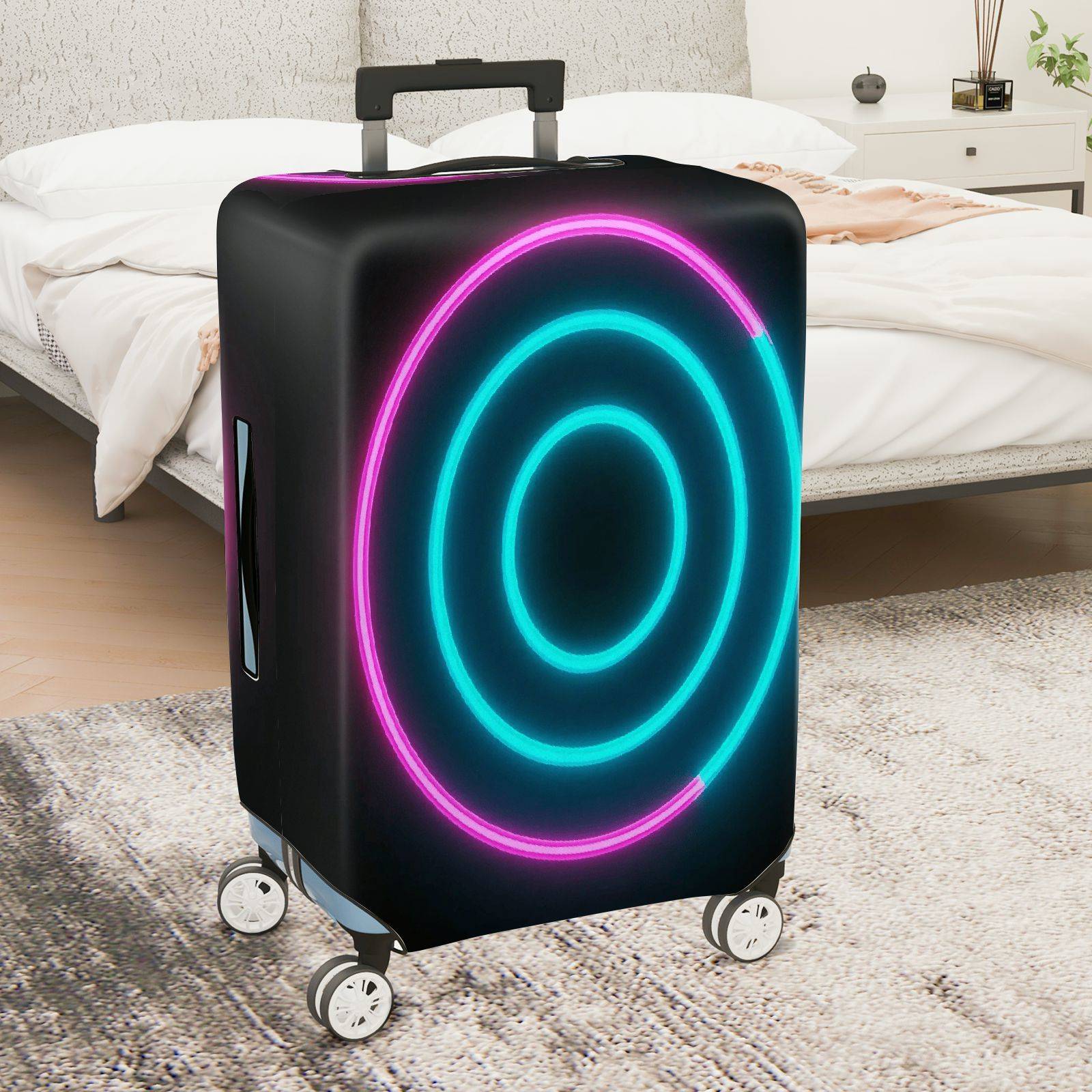 1-Piece Geometric Circle Modern Stylish Vivid  Suitcase Luggage Cover, Stretch Protective Sleeve