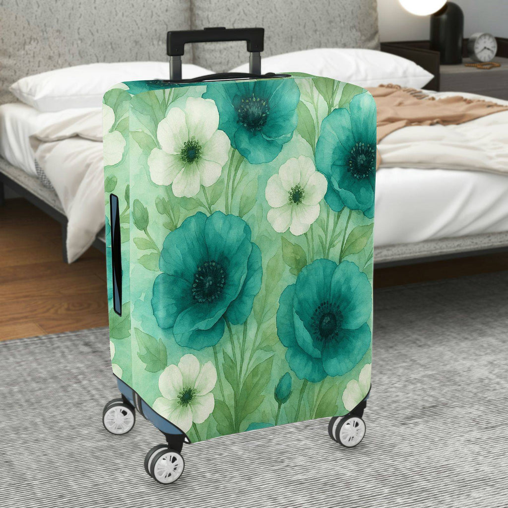 1-Piece Green Floral Nature Abstract Artistic  Suitcase Luggage Cover, Stretch Protective Sleeve