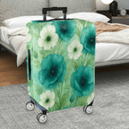 1-Piece Green Floral Nature Abstract Artistic  Suitcase Luggage Cover, Stretch Protective Sleeve