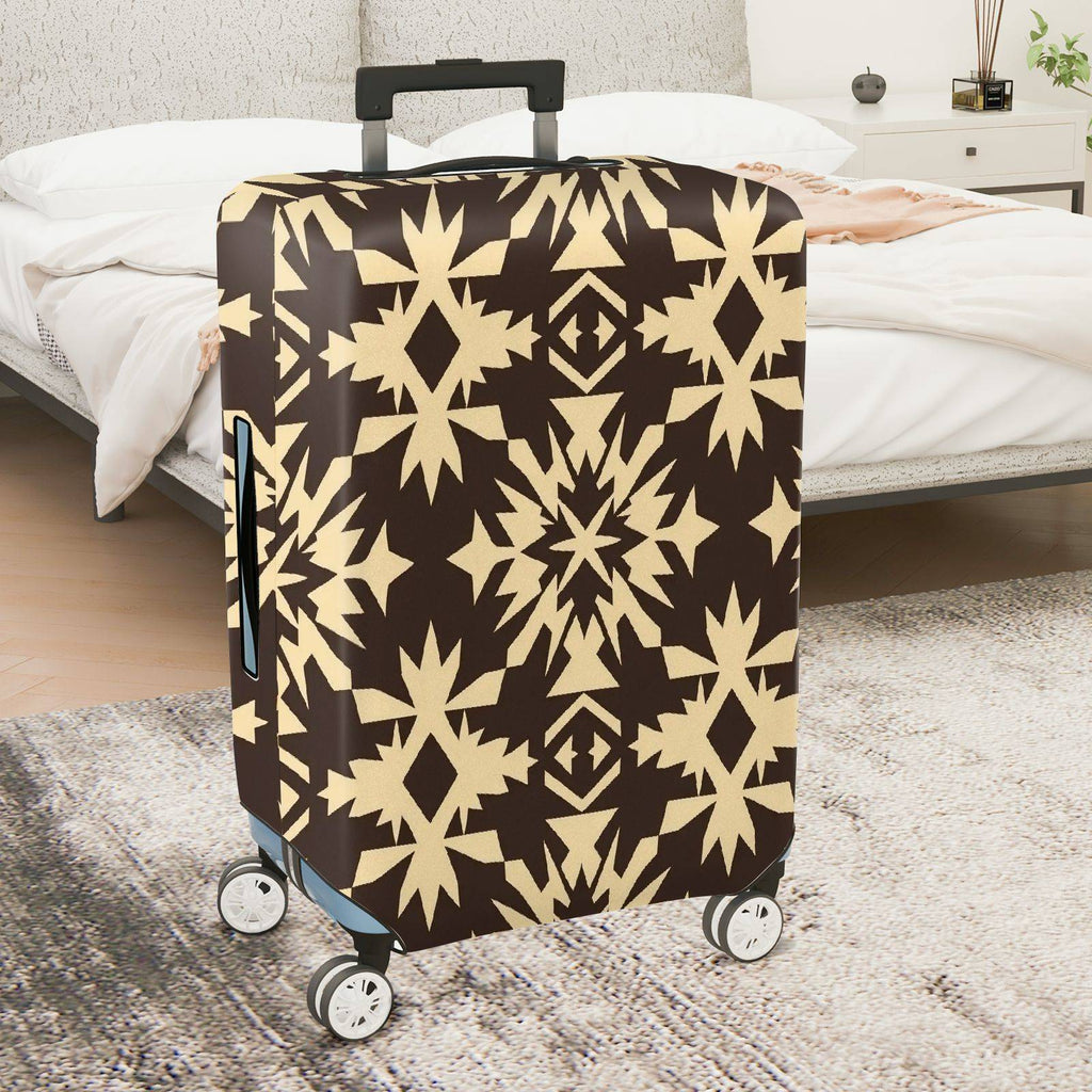 1-Piece Geometric Star Pattern Brown Cream Stylish Chic Modern  Suitcase Luggage Cover, Stretch Protective Sleeve