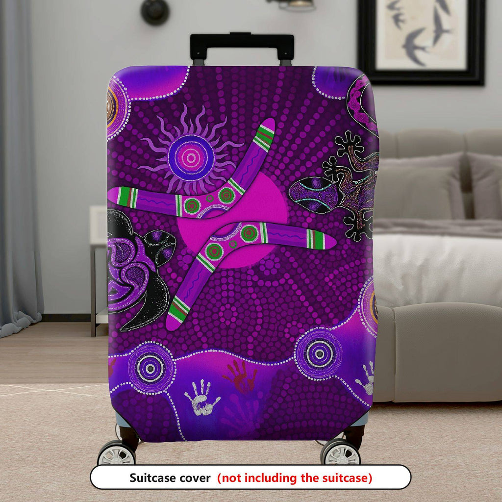 1-Piece Abstract Tribal Animal Boomerang Geometric Art  Suitcase Luggage Cover, Stretch Protective Sleeve