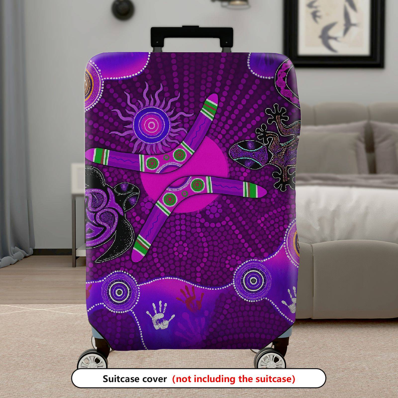 1-Piece Abstract Tribal Animal Boomerang Geometric Art  Suitcase Luggage Cover, Stretch Protective Sleeve