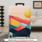 1-Piece Sunset Mountain Geometric Abstract Colorful Landscape  Suitcase Luggage Cover, Stretch Protective Sleeve