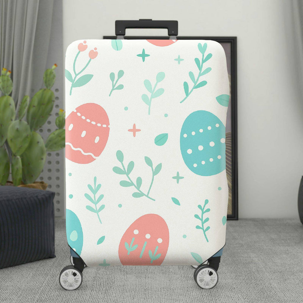 1-Piece Pastel Easter Egg Nature Plant Floral  Suitcase Luggage Cover, Stretch Protective Sleeve