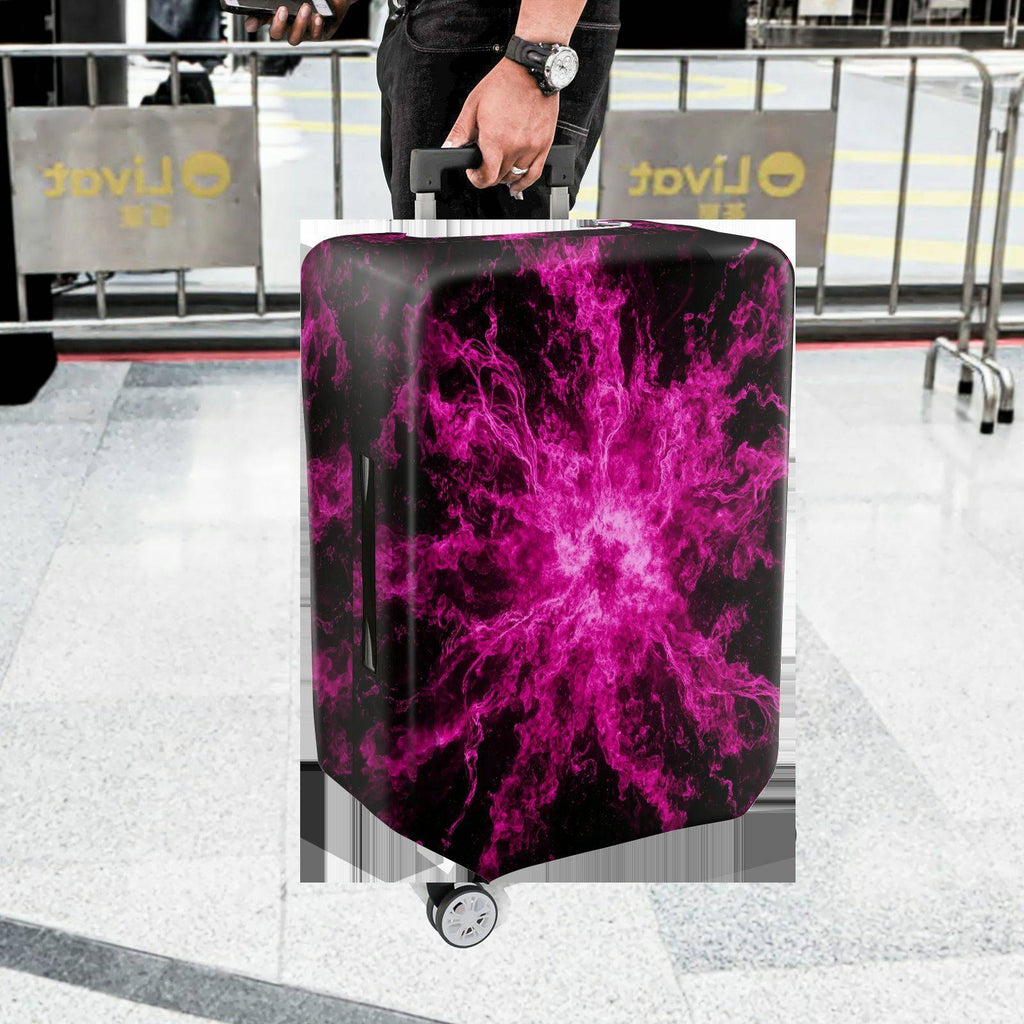 1-Piece Abstract Cosmic Explosion Energy Vivid Pink  Suitcase Luggage Cover, Stretch Protective Sleeve