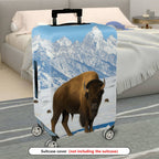 1-Piece Bison Mountain Snow Wildlife Nature Landscape  Suitcase Luggage Cover, Stretch Protective Sleeve