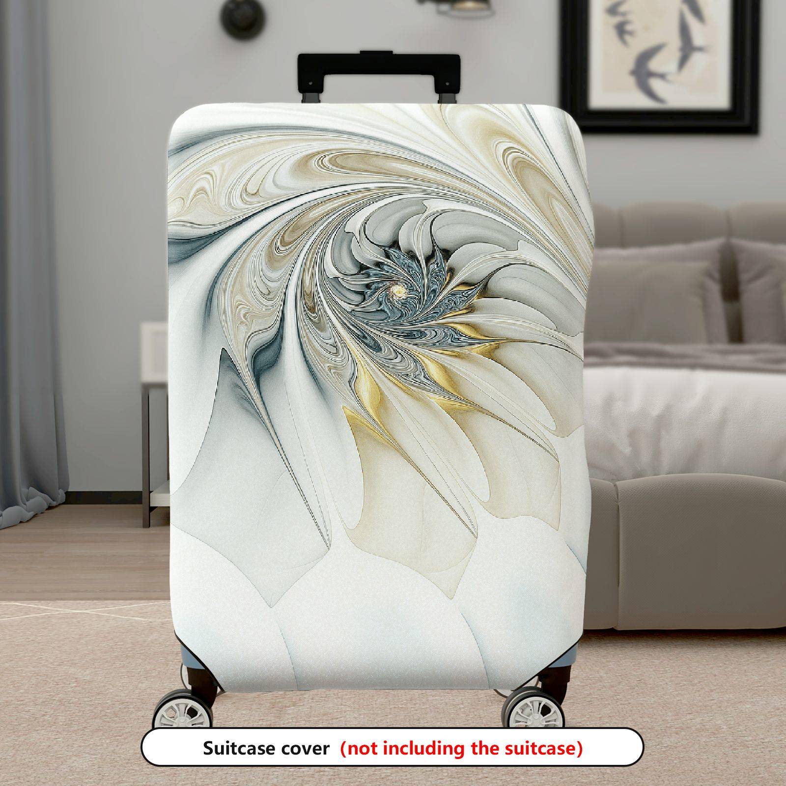 1-Piece Abstract Artistic Elegant Swirling Floral Colorful  Suitcase Luggage Cover, Stretch Protective Sleeve