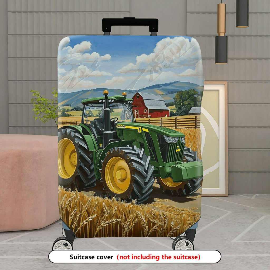 1-Piece Farm Tractor Countryside Barn Wheat Field Landscape  Suitcase Luggage Cover, Stretch Protective Sleeve