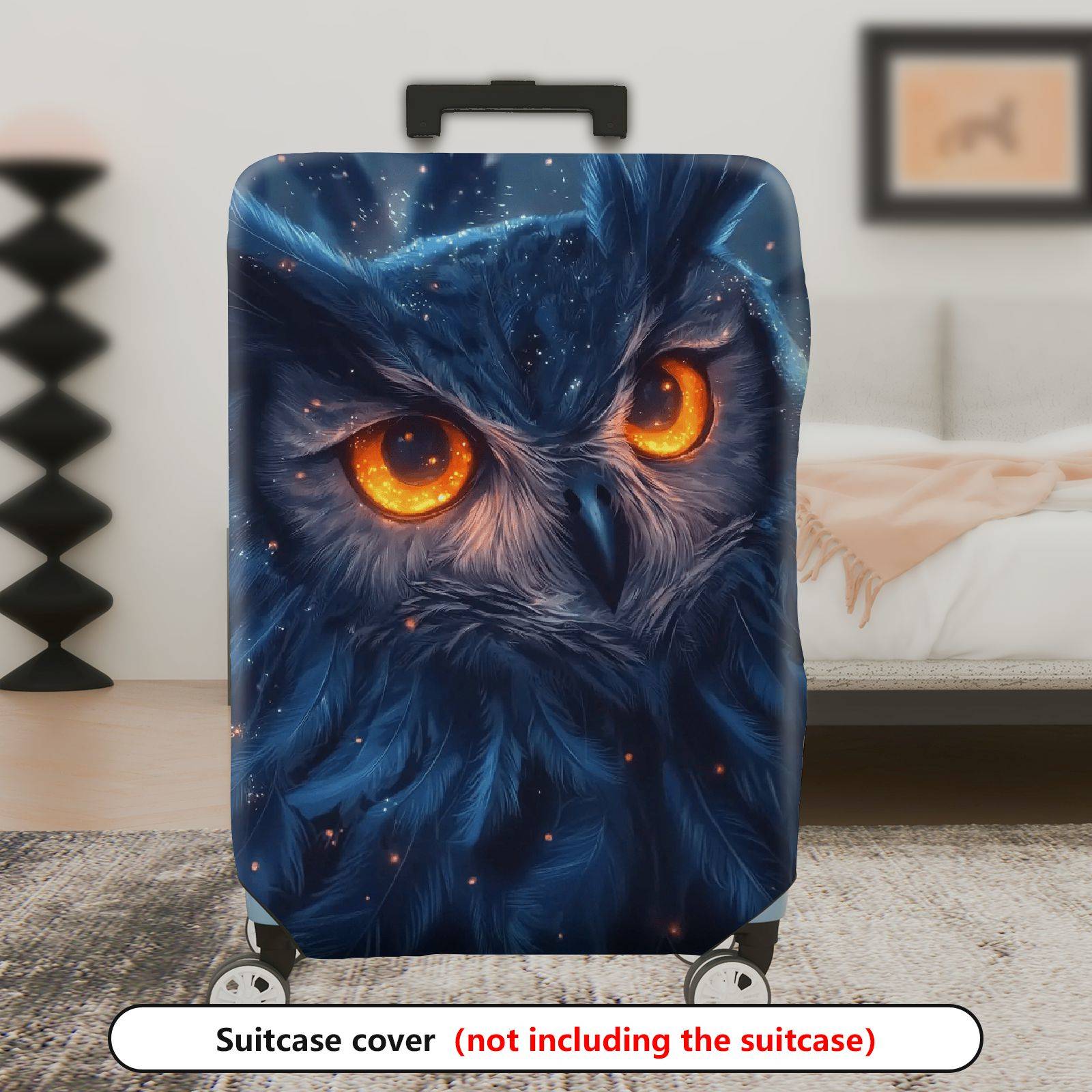 1-Piece Starry Night Owl Eyes Glitter Cosmic Universe  Suitcase Luggage Cover, Stretch Protective Sleeve