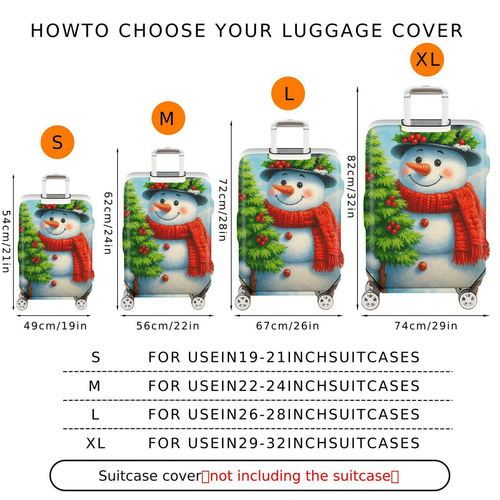 1-Piece Snowman Christmas Holiday Winter Festive  Suitcase Luggage Cover, Stretch Protective Sleeve