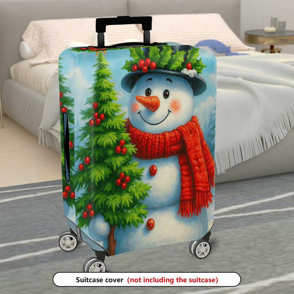 1-Piece Snowman Christmas Holiday Winter Festive  Suitcase Luggage Cover, Stretch Protective Sleeve