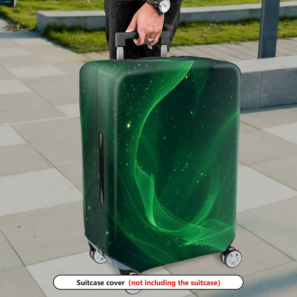 1-Piece Green Aurora Starry Night Cosmic Glow Universe  Suitcase Luggage Cover, Stretch Protective Sleeve