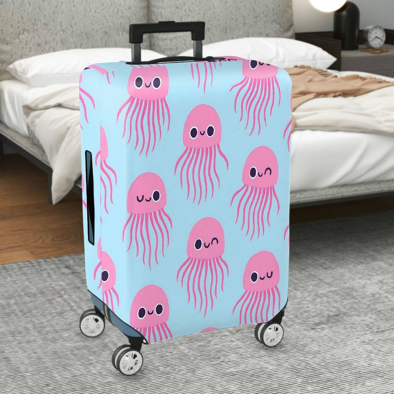 1-Piece Pink Cute  Jellyfish Sea Animal Ocean Travel  Suitcase Luggage Cover, Stretch Protective Sleeve