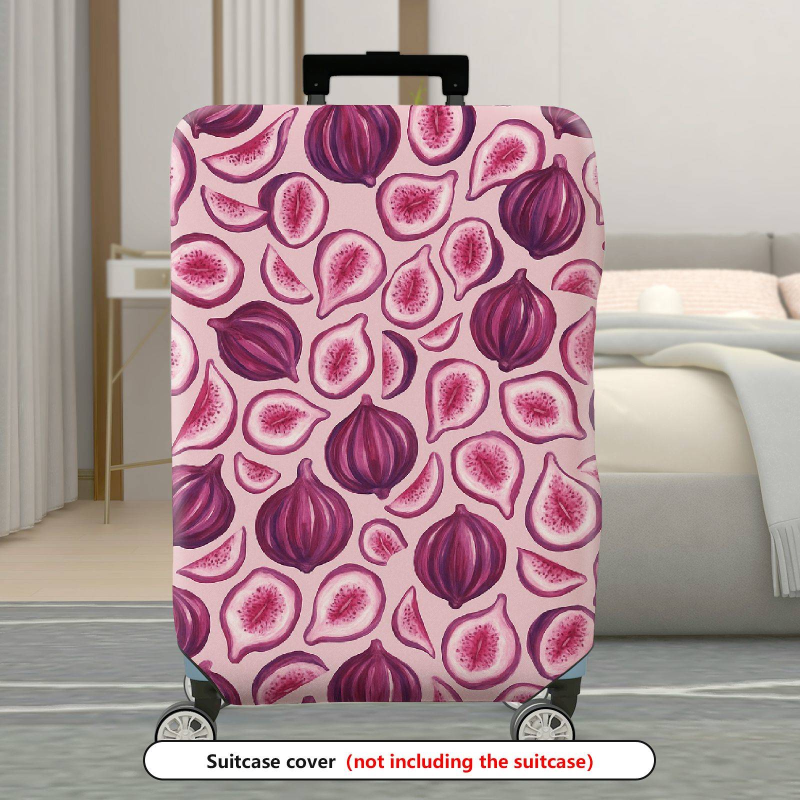 1-Piece Pink Fig Pattern Travel Holiday Fruit Modern Stylish  Suitcase Luggage Cover, Stretch Protective Sleeve