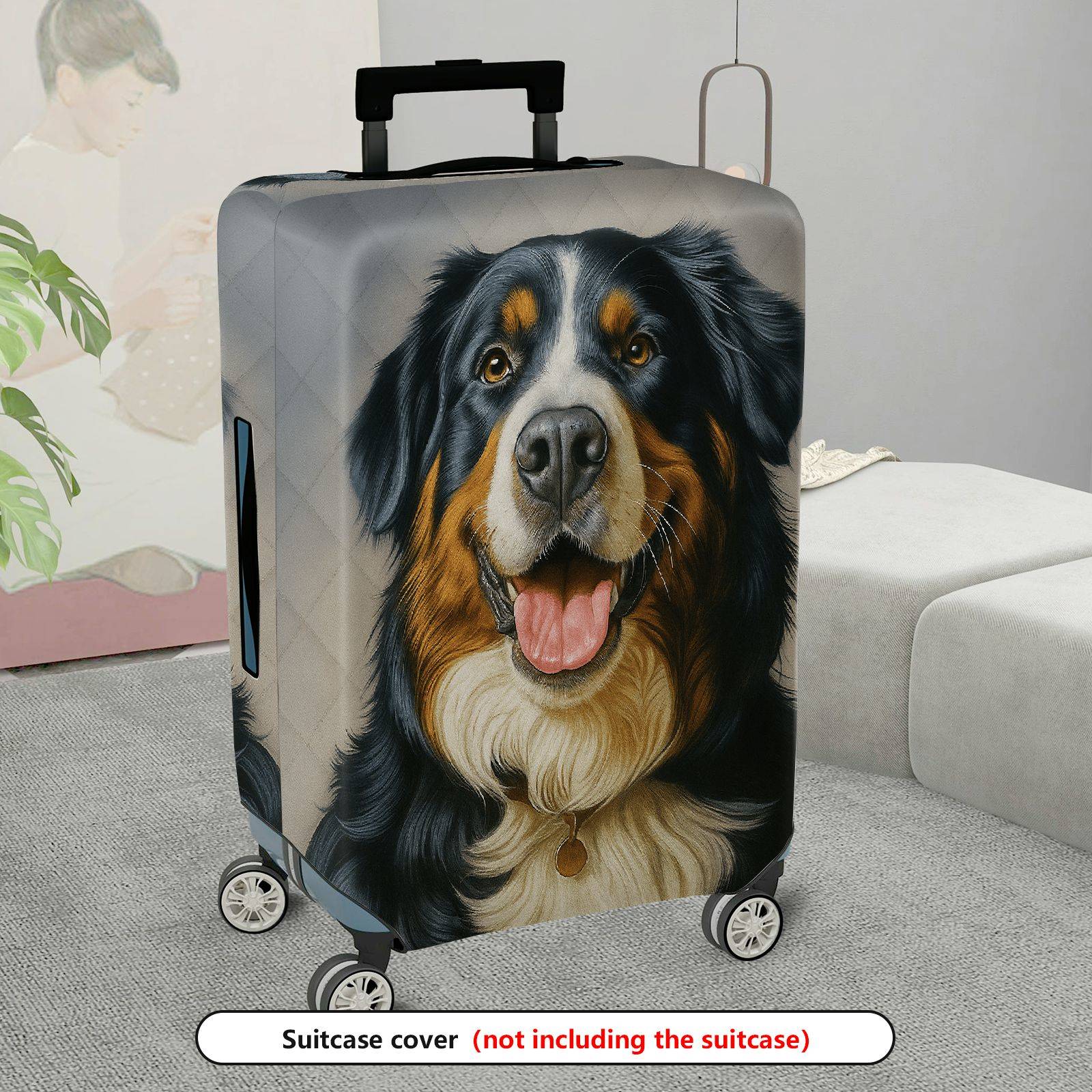 1-Piece Animal Dog Print Pet Portrait Artistic Colorful Cute  Suitcase Luggage Cover, Stretch Protective Sleeve