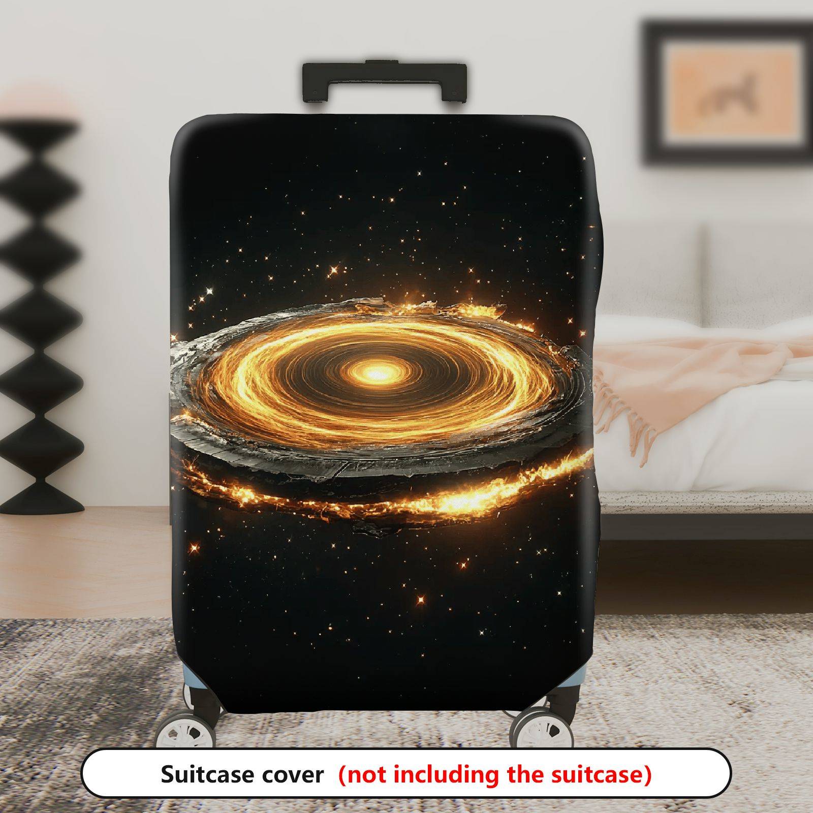 1-Piece Cosmic Galaxy Nebula Starry Night Luminous Black  Suitcase Luggage Cover, Stretch Protective Sleeve