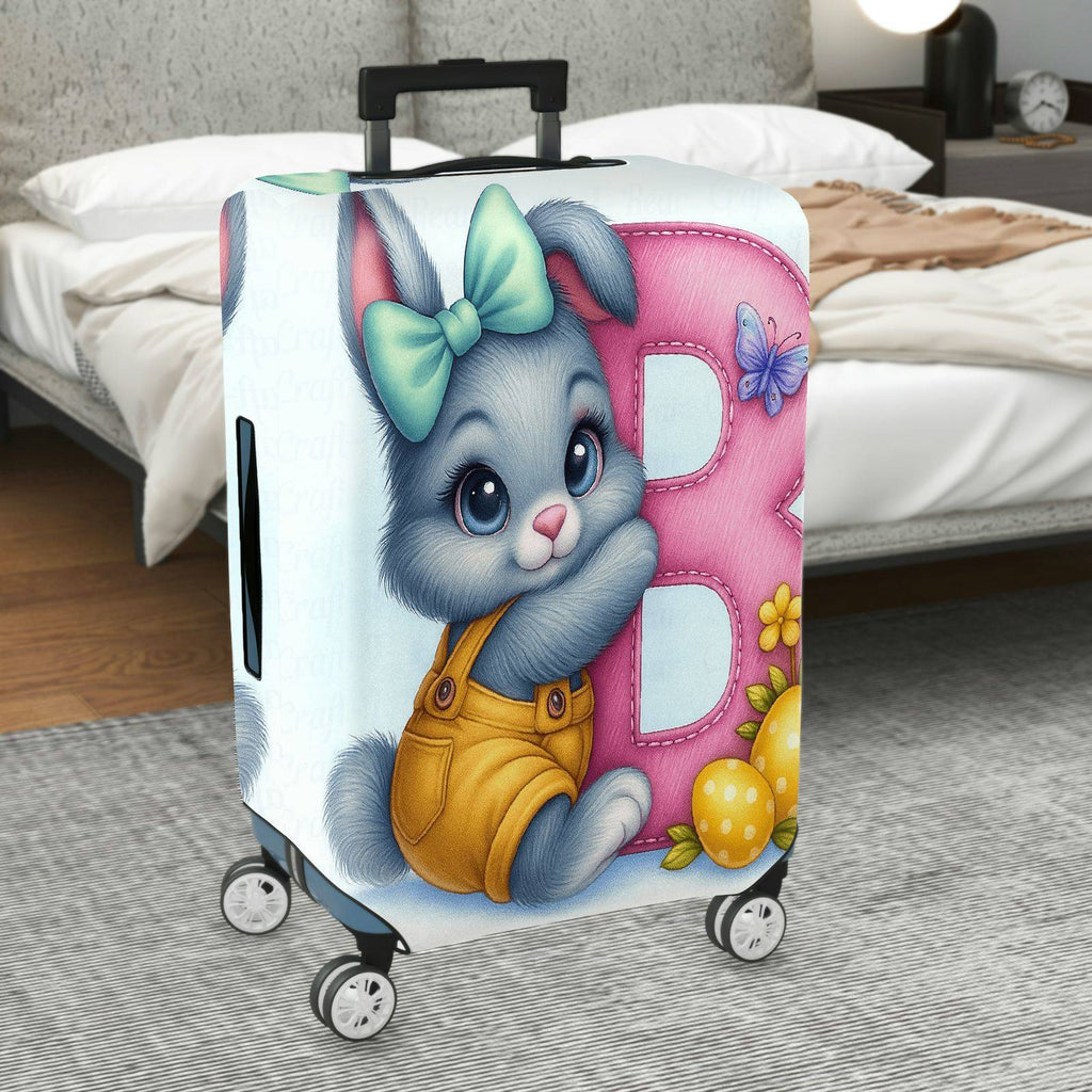 1-Piece Cute Rabbit Easter Art Colorful Decorative  Suitcase Luggage Cover, Stretch Protective Sleeve