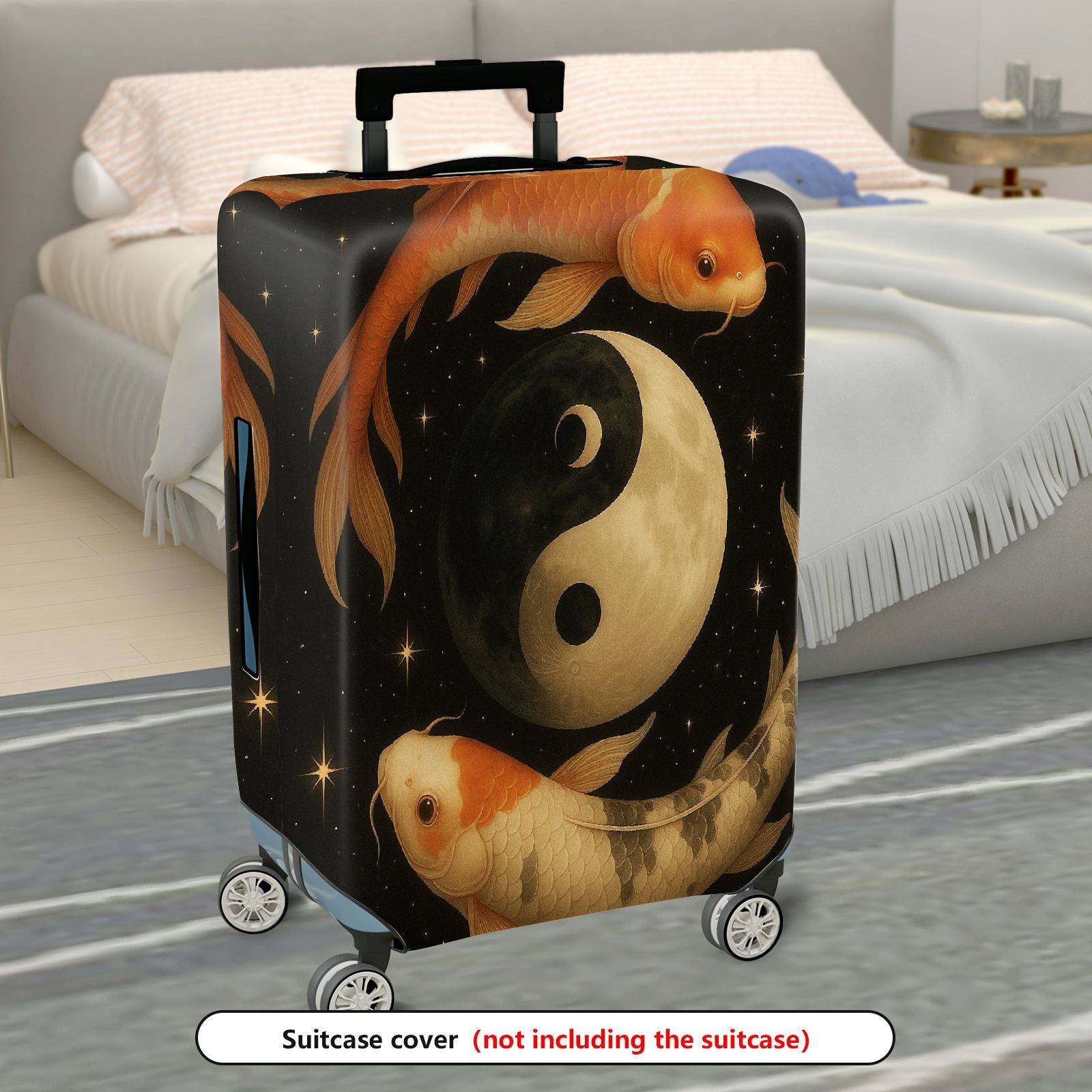1-Piece Koi Fish Yin Yang Cosmic Starry Artistic  Suitcase Luggage Cover, Stretch Protective Sleeve