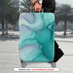 1-Piece Abstract Gradient Marble Artistic Ink Aqua Swirl  Suitcase Luggage Cover, Stretch Protective Sleeve