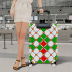 1-Piece Geometric Red Green White Gold Festive  Suitcase Luggage Cover, Stretch Protective Sleeve