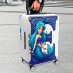 1-Piece Mermaid Fantasy Artistic Decorative Blue  Suitcase Luggage Cover, Stretch Protective Sleeve