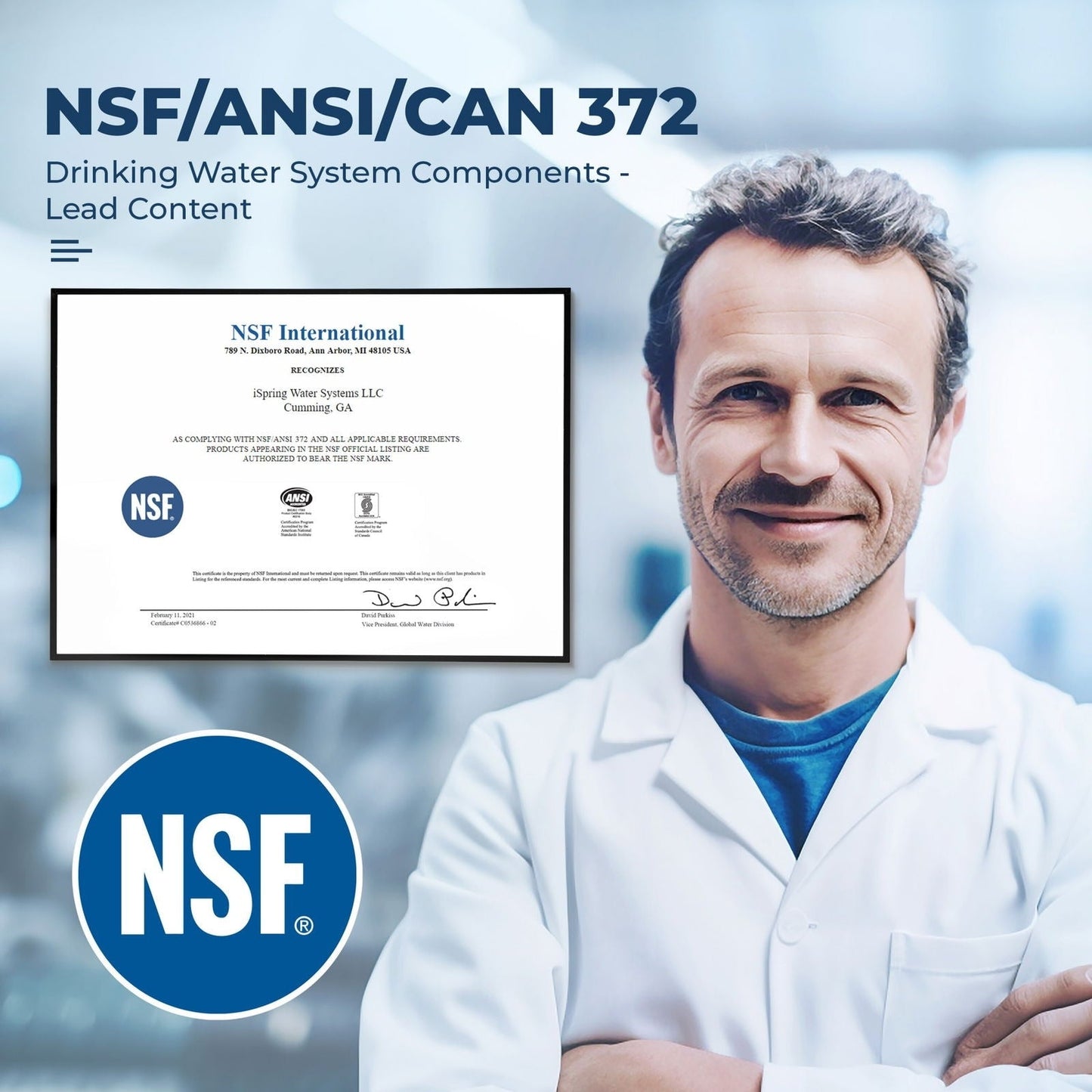 iSpring WSP100ARJ NSF Certified Spin-Down Sediment Water Filter, Jumbo Size, Reusable w/ Touch-Screen Flush Module, 100 Microns